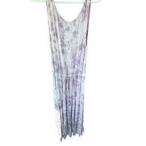 Knox Rose Tie Dye Boho Midi Dress | Lavender Tassel Drop Waist Tiered Ruffle |